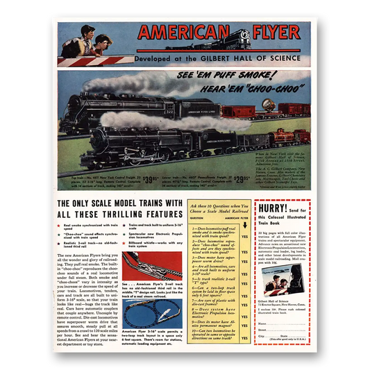 1947 American Flyer Hear Em Choo Choo Vintage Magazine Print Ad