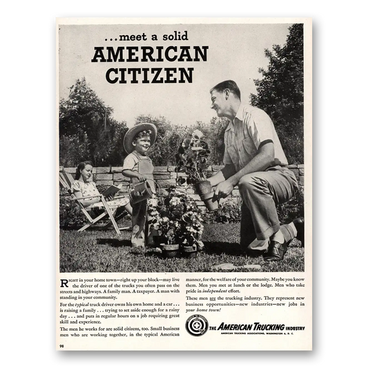 1947 American Trucking Solid American Citizen Vintage Magazine Print Ad