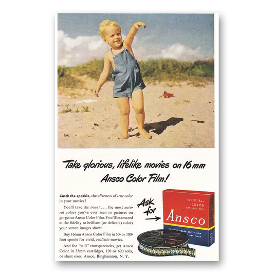 1947 Ansco Film Color Film Glorious Lifelike Movies Vintage Magazine Print Ad