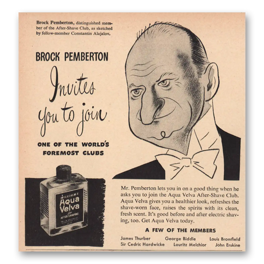 1947 Aqua Velva Brock Pemberton Vintage Magazine Print Ad