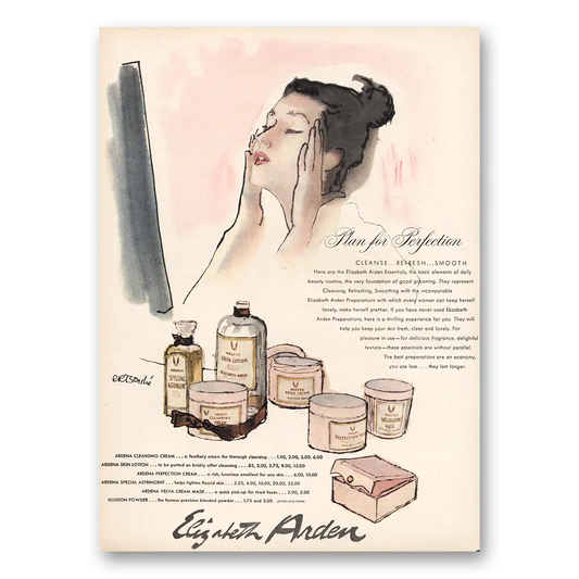 1947 Elizabeth Arden Plan for Perfection Vintage Magazine Print Ad