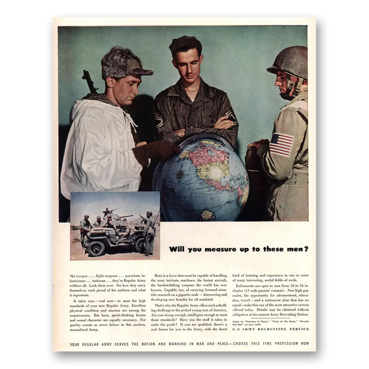 1947 US Army Will You Measure Up to These Men Vintage Magazine Print Ad