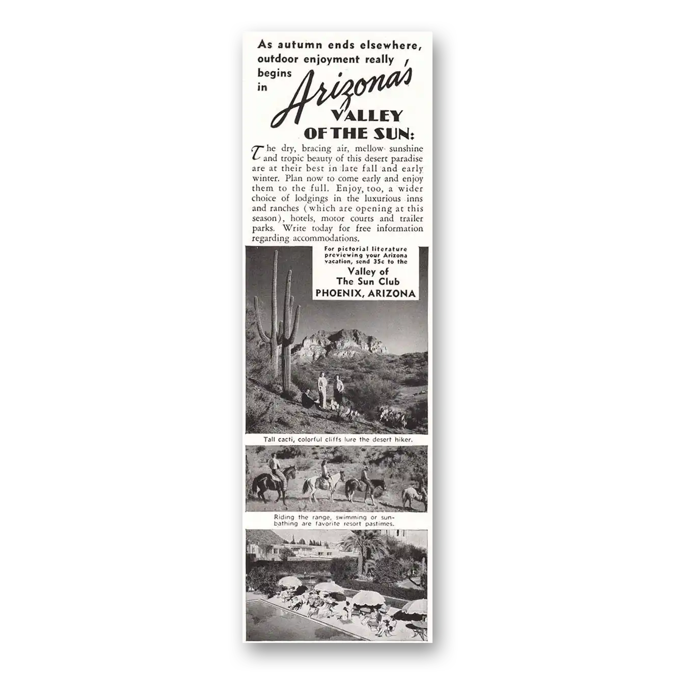 1947 Phoenix Arizona Autumn Ends Elsewhere Vintage Magazine Print Ad