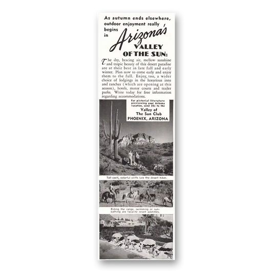 1947 Phoenix Arizona Autumn Ends Elsewhere Vintage Magazine Print Ad