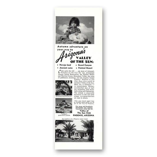 1947 Phoenix Arizona Autumn Adventure Vintage Magazine Print Ad