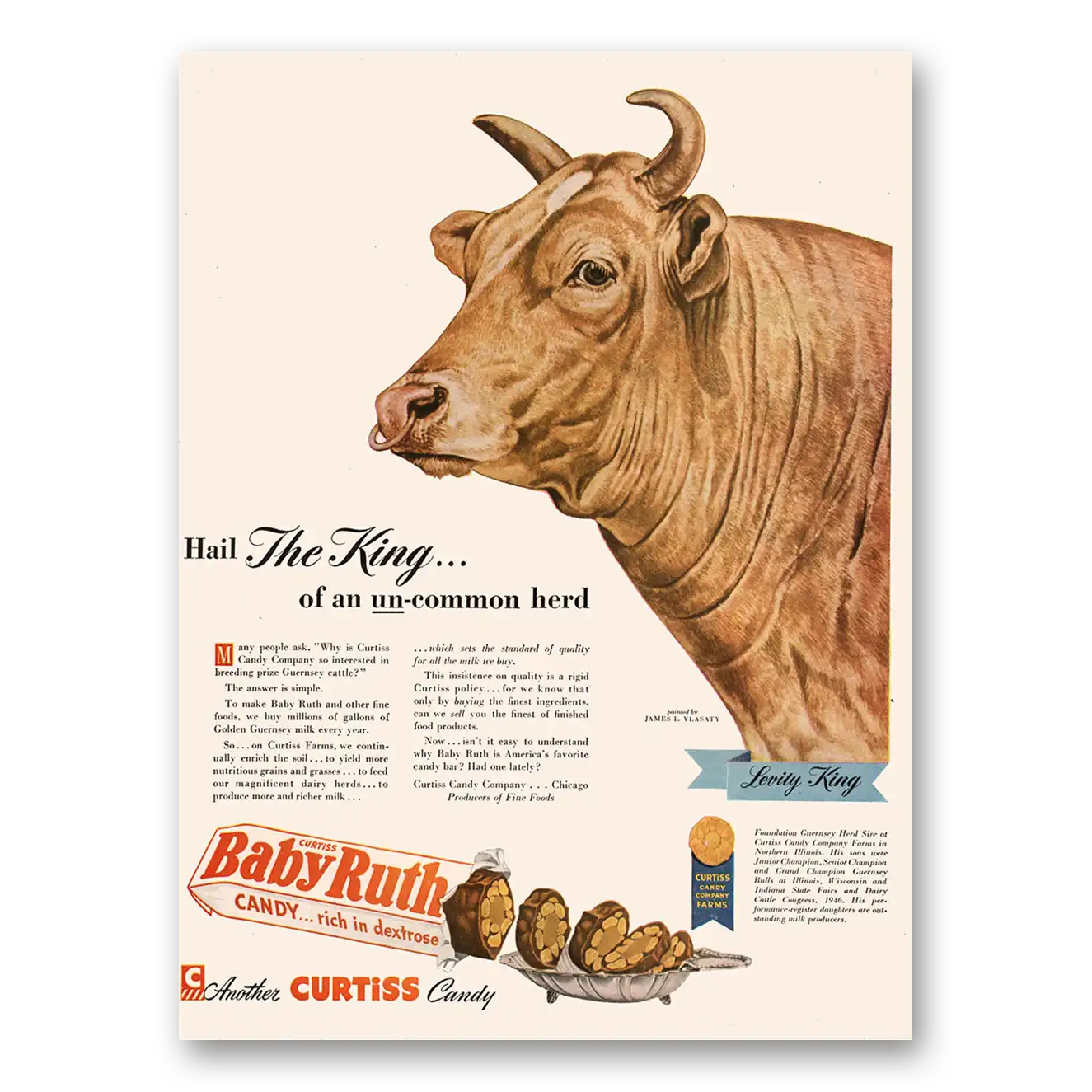 1947 Baby Ruth Hail the King of an Un Common Herd Vintage Magazine Print Ad