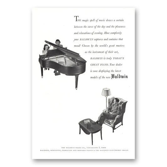 1947 Baldwin Piano Magic Spell of Music Vintage Magazine Print Ad