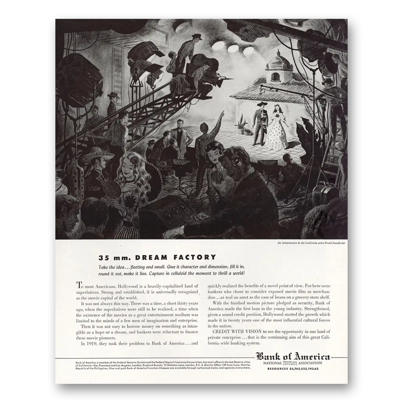 1947 Bank of America Dream Factory Vintage Magazine Print Ad