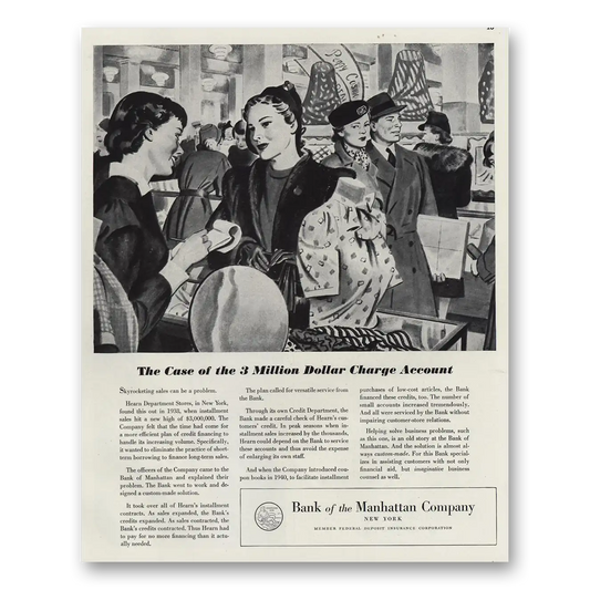 1947 Bank of the Manhattan Million Dollar Charge Account Vintage Magazine Print Ad