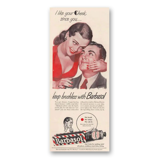 1947 Barbasol Shaving Cream I Like Your Cheek Vintage Magazine Print Ad