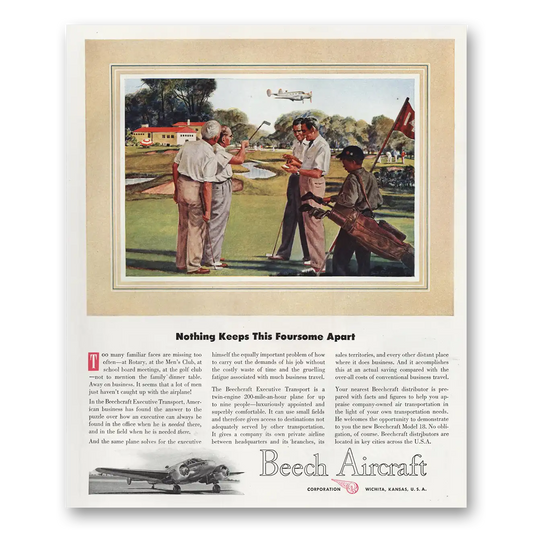 1947 Beechcraft Nothing Keeps This Foursome Apart Vintage Magazine Print Ad