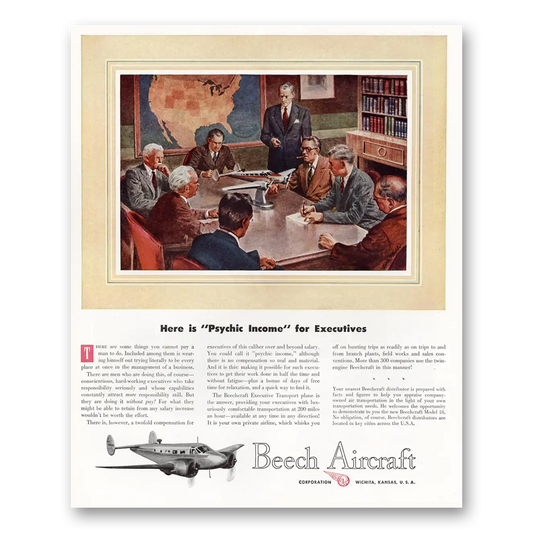 1947 Beechcraft Psychic Income for Executives Vintage Magazine Print Ad