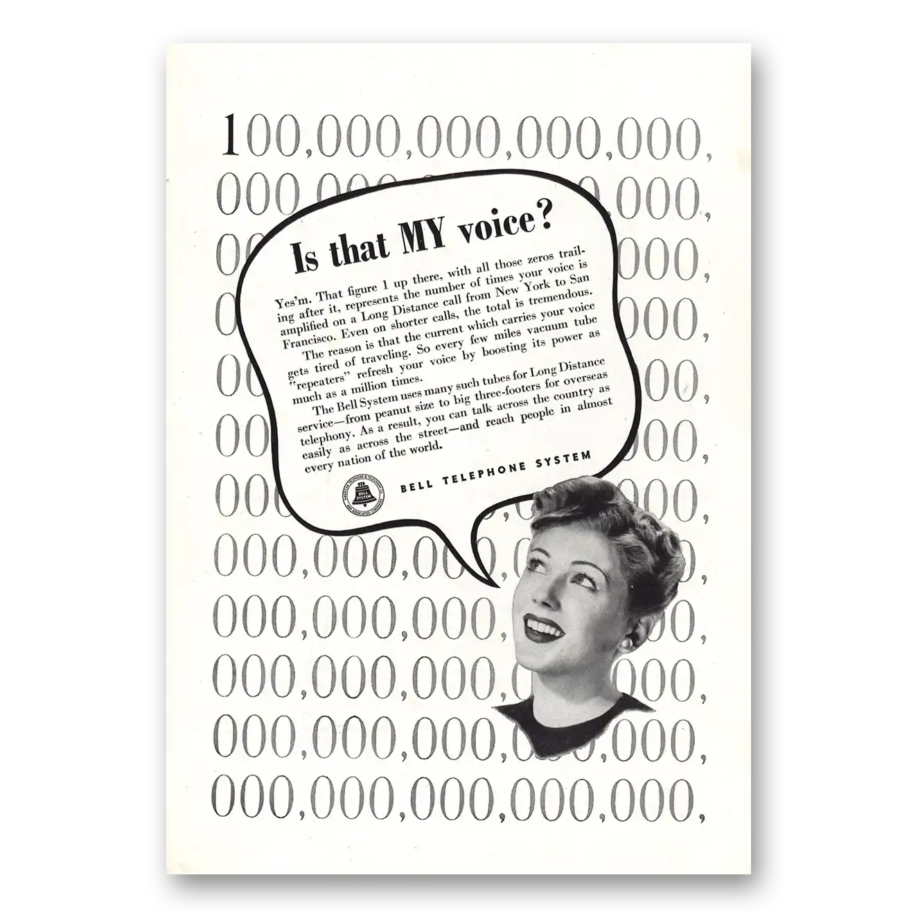 1947 Bell Telephone Is That My Voice Vintage Magazine Print Ad