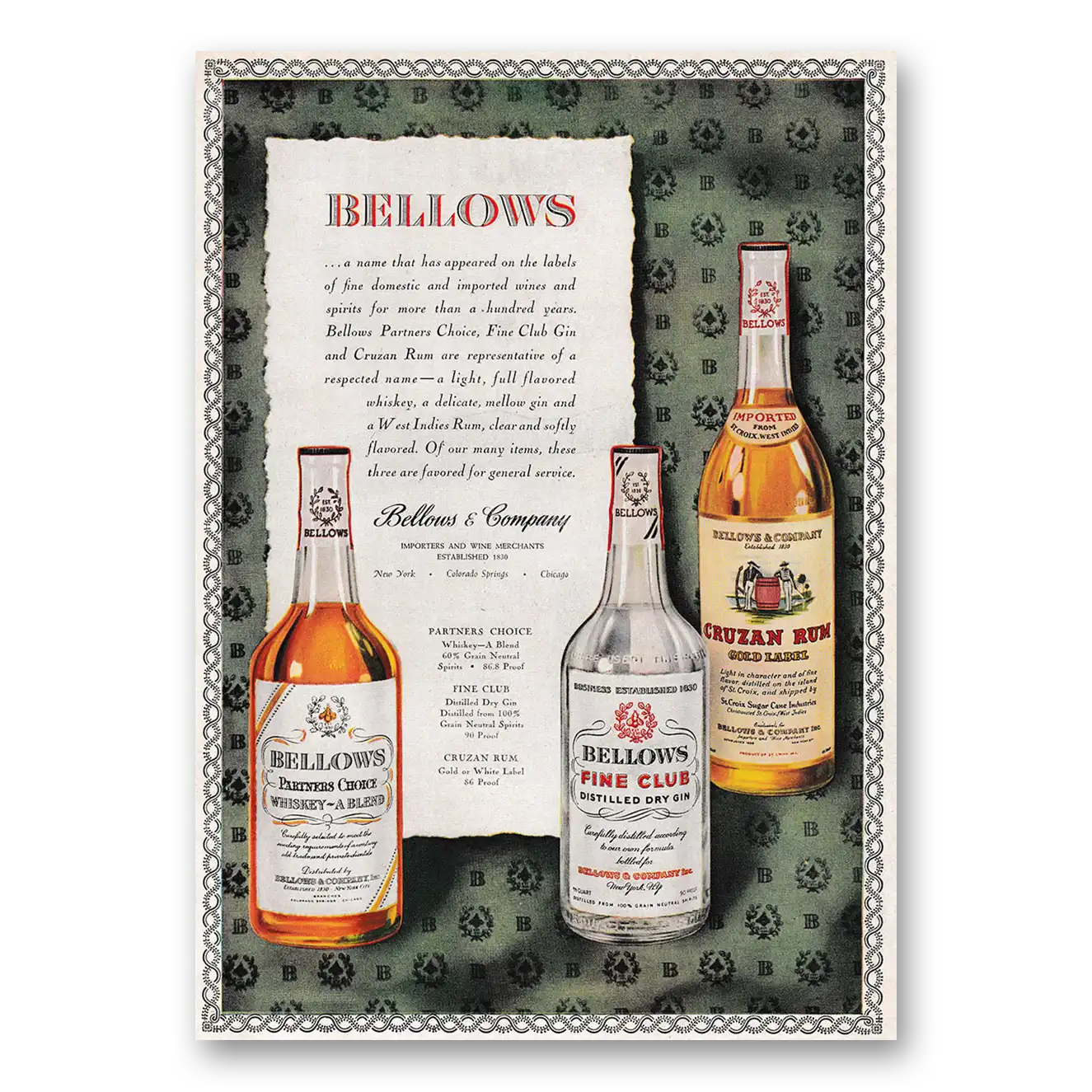 1947 Bellows and Company Name That Has Appeared on Labels Vintage Magazine Print Ad