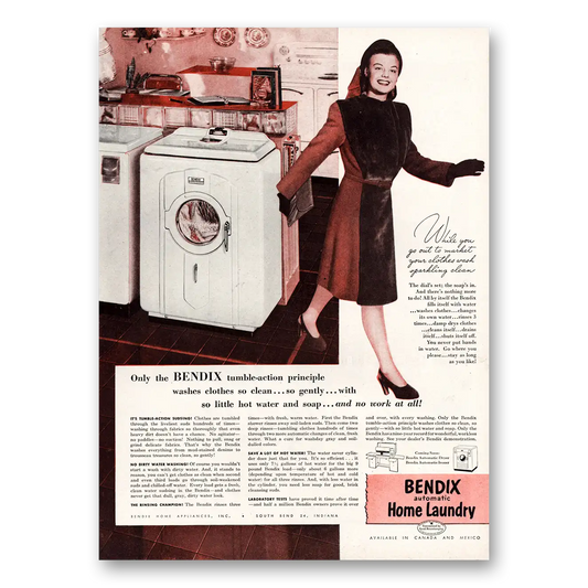 1947 Bendix Home Laundry Home Laundry Tumble Action Principle Vintage Magazine Print Ad