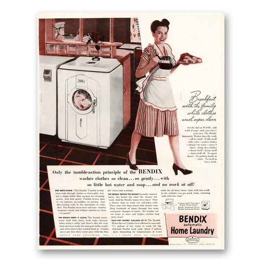 1947 Bendix Home Laundry Home Laundry Breakfast With the Family Vintage Magazine Print Ad