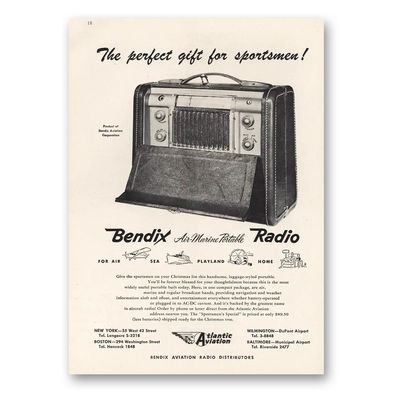 1947 Bendix Radio Perfect Gift for Sportsmen Vintage Magazine Print Ad