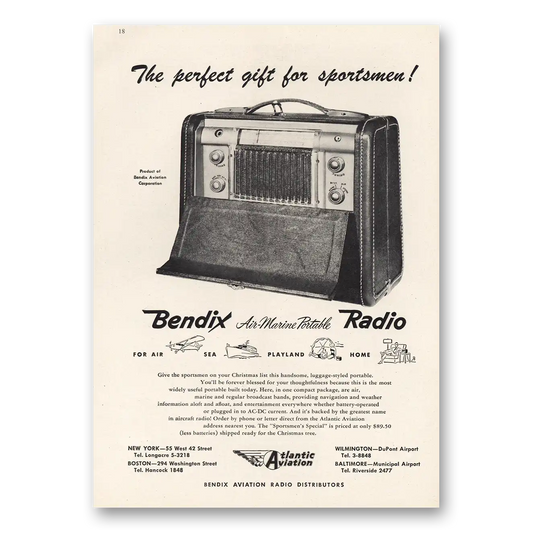 1947 Bendix Radio Perfect Gift for Sportsmen Vintage Magazine Print Ad