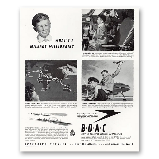 1947 British Airways BOAC Whats a Mileage Millionair Vintage Magazine Print Ad