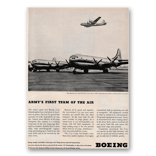 1947 Boeing Stratofreighter Army's First Team of the Air Vintage Magazine Print Ad