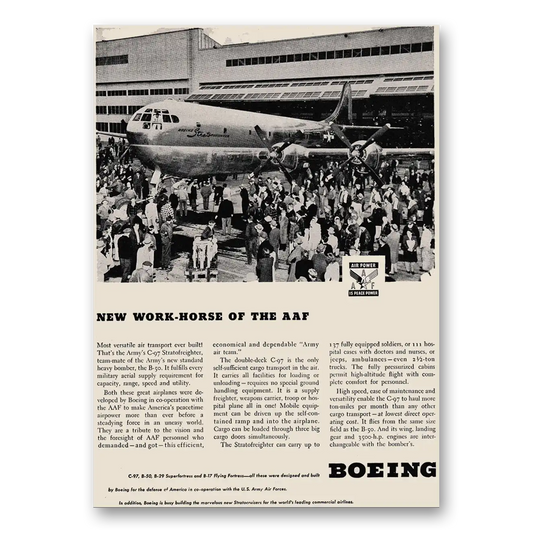 1947 Boeing Stratofreighter New Work Horse of the AAF Vintage Magazine Print Ad