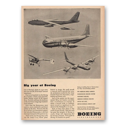 1947 Boeing Big Year at Boeing Vintage Magazine Print Ad