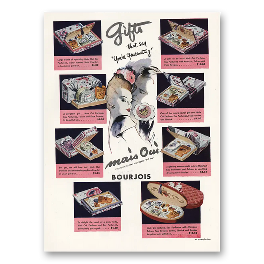 1947 Bourjois Gifts That Say You're Fascinating Vintage Magazine Print Ad