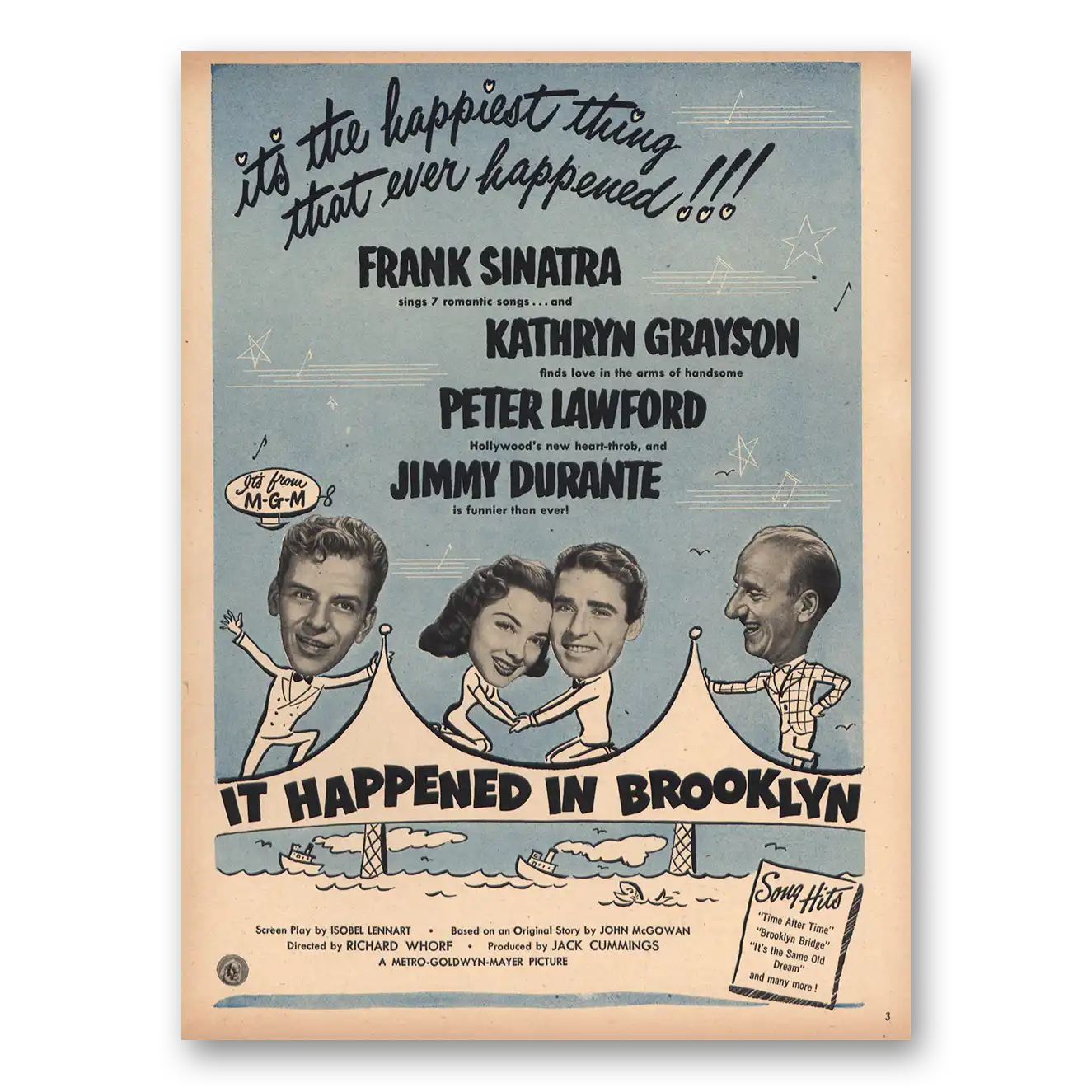 1947 It Happened In Brooklyn Promo Frank Sinatra Vintage Magazine Print Ad