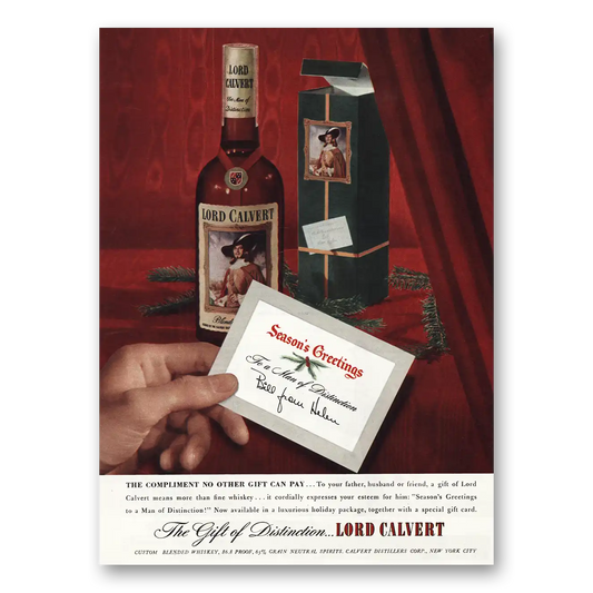1947 Calvert Whiskey Seasons Greetings Vintage Magazine Print Ad