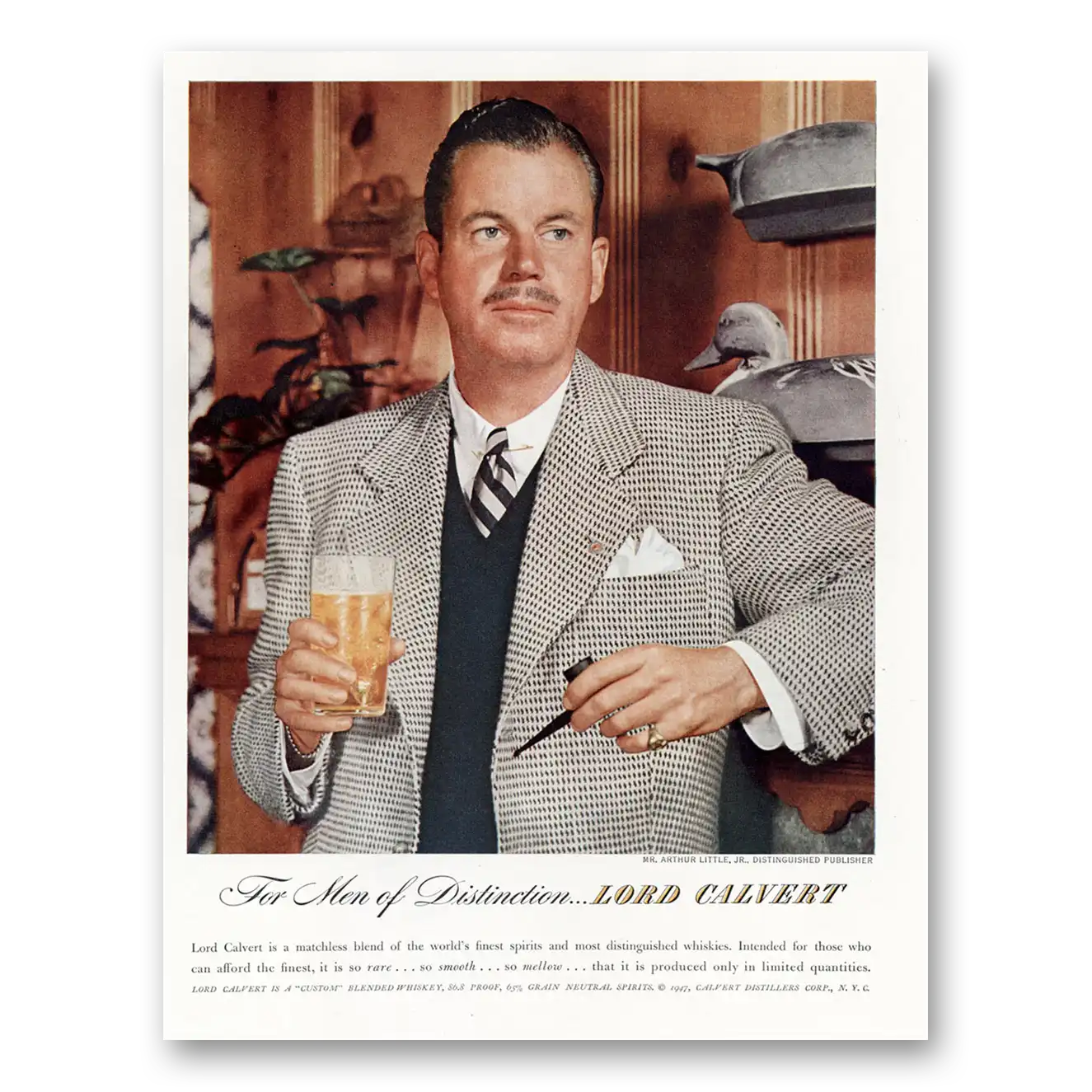 1947 Lord Calvert Whiskey Arthur Little Jr Vintage Magazine Print Ad