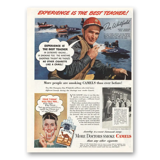 1947 Camel Cigarettes Don Whitfield Outboard Speed Champion Vintage Magazine Print Ad