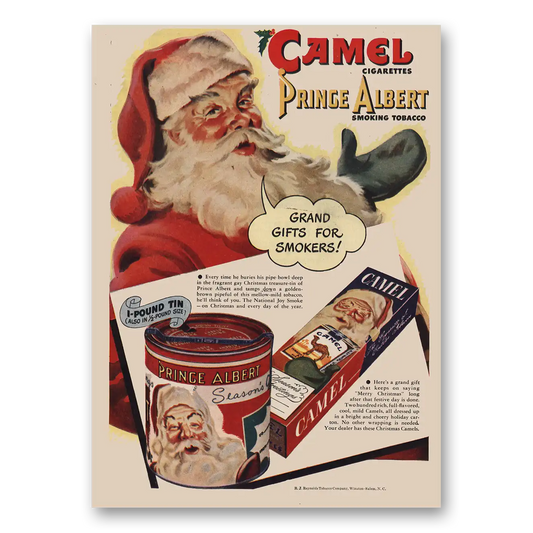 1947 Camel Cigarettes Santa Claus Grand Gifts Vintage Magazine Print Ad