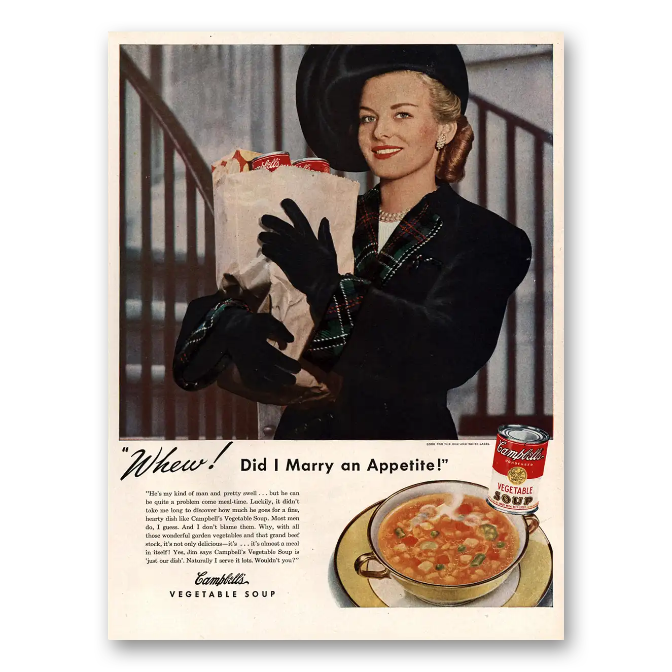 1947 Campbells Vegetable Soup Did I Marry An Appetite Vintage Magazine Print Ad