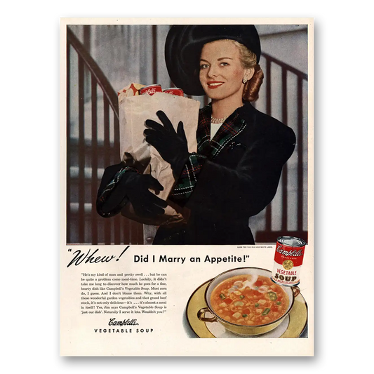 1947 Campbells Vegetable Soup Did I Marry An Appetite Vintage Magazine Print Ad