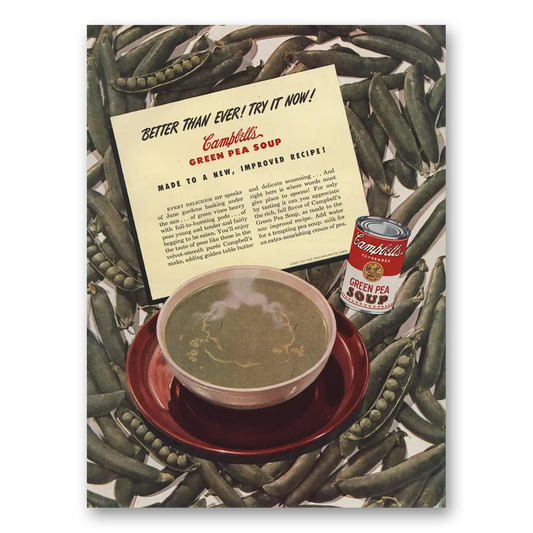 1947 Campbells Pea Soup Better Than Ever Vintage Magazine Print Ad