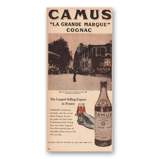 1947 Camus Cognac La Grande Marque Vintage Magazine Print Ad