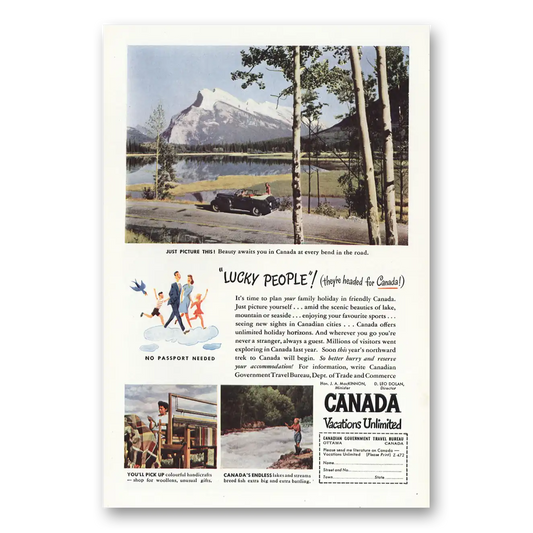 1947 Canada Lucky People They're Headed for Canada Vintage Magazine Print Ad