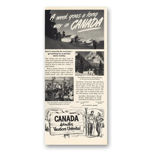 1947 Canada Week Goes a Long Way Vintage Magazine Print Ad