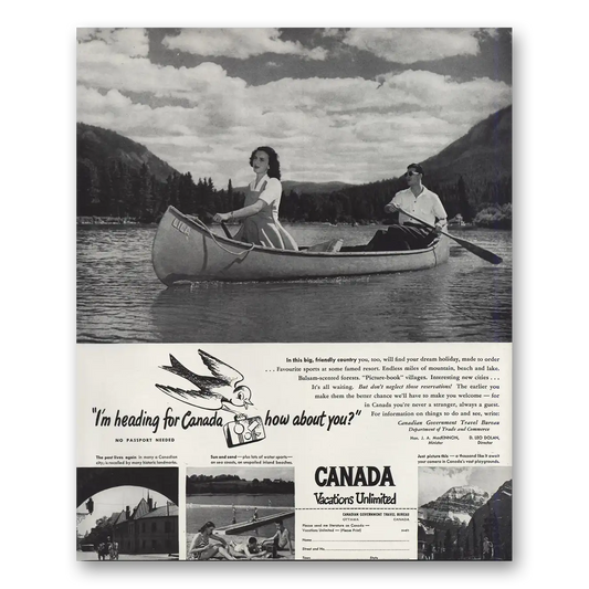 1947 Canada Heading for Canada Vintage Magazine Print Ad