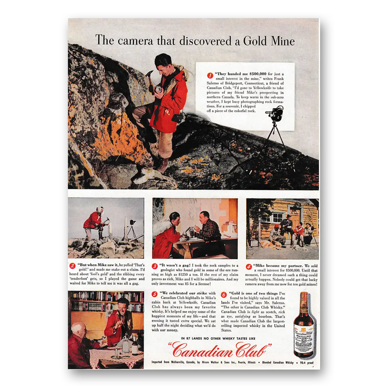 1947 Canadian Club That Discovered a Gold Mine Vintage Magazine Print Ad