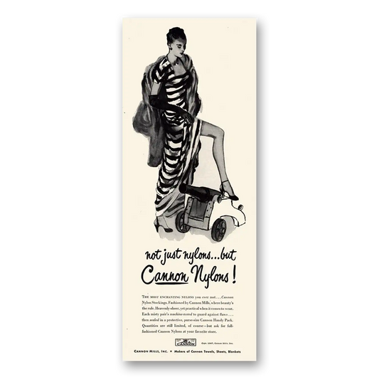 1947 Cannon Stockings Not Just Nylons Vintage Magazine Print Ad