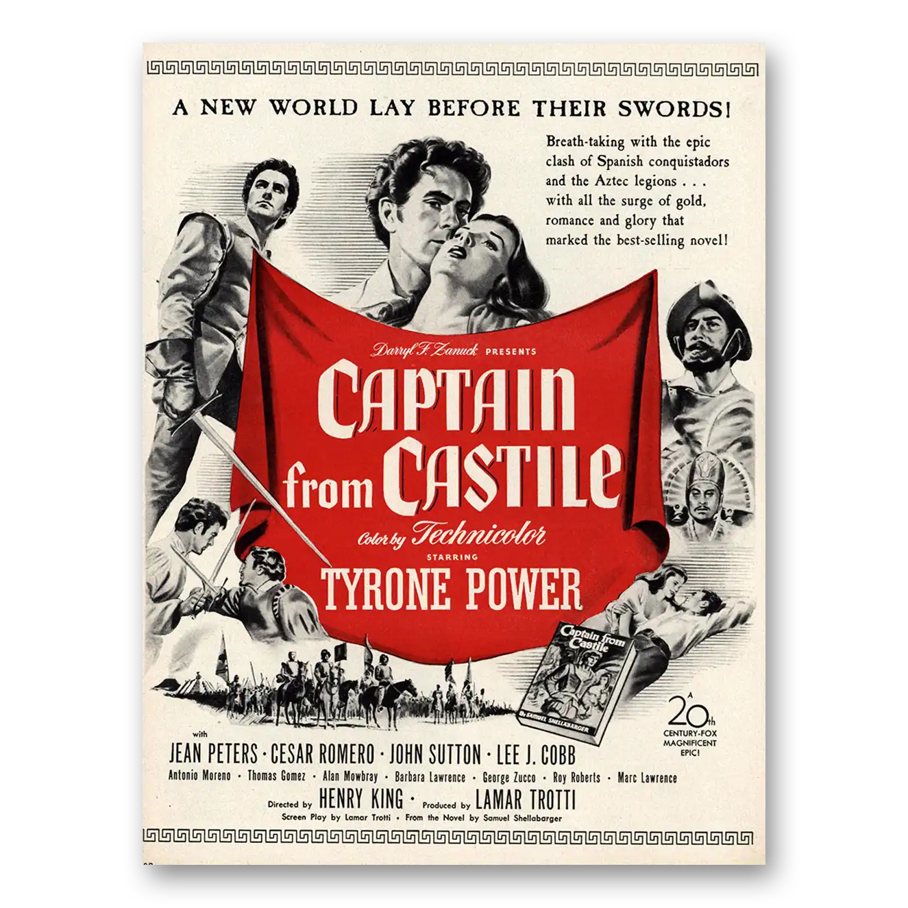 1947 Captain From Castile Movie Promo Tyrone Power and Jean Peters Vintage Magazine Print Ad