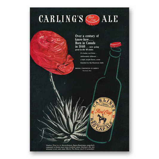 1947 Carlings Red Cap Ale Over a Century of Know How Vintage Magazine Print Ad