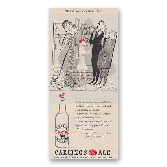 1947 Carlings Red Cap Ale Little Man Whos Always There Vintage Magazine Print Ad