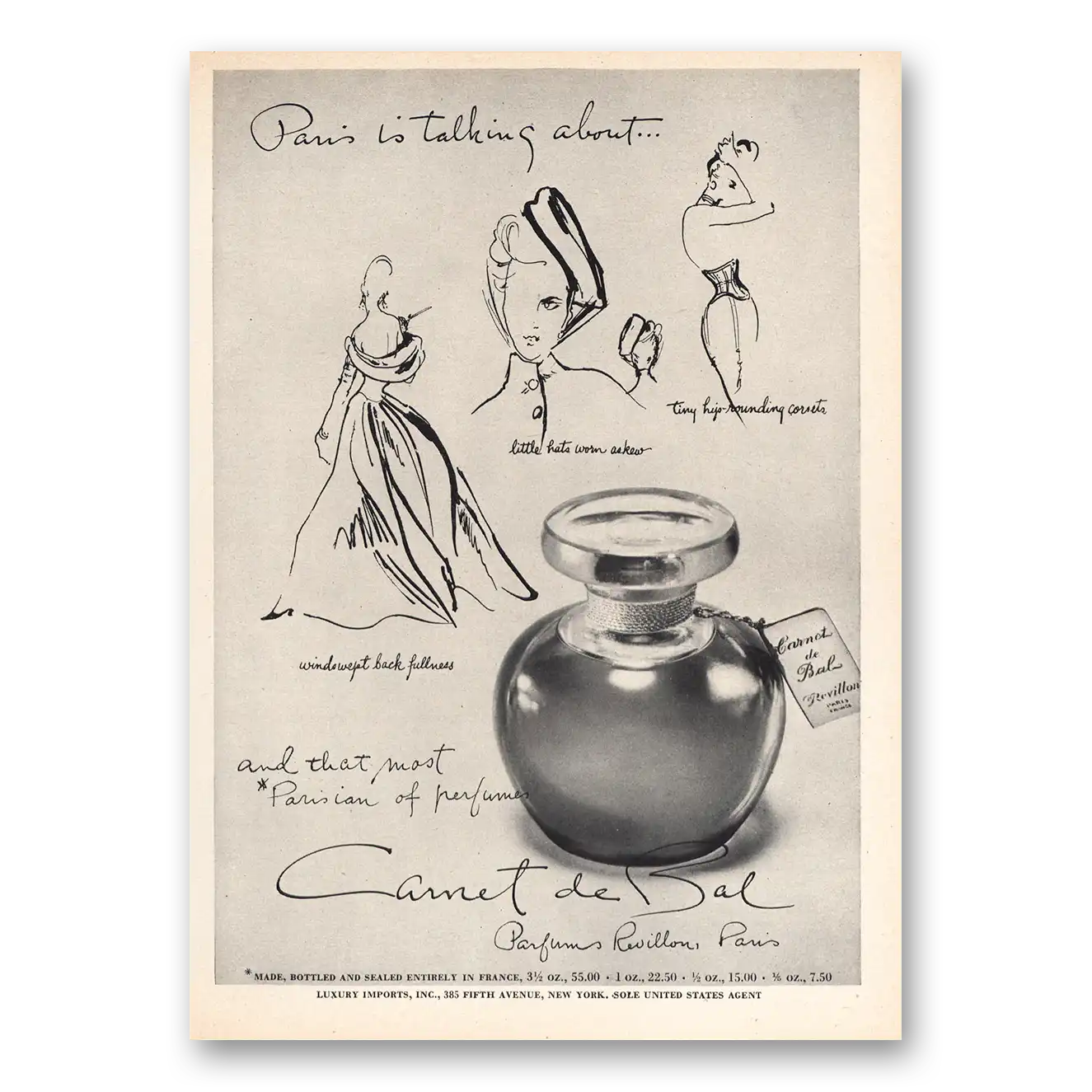 1947 Carnet De Bal Perfume Paris Is Talking About Vintage Magazine Print Ad