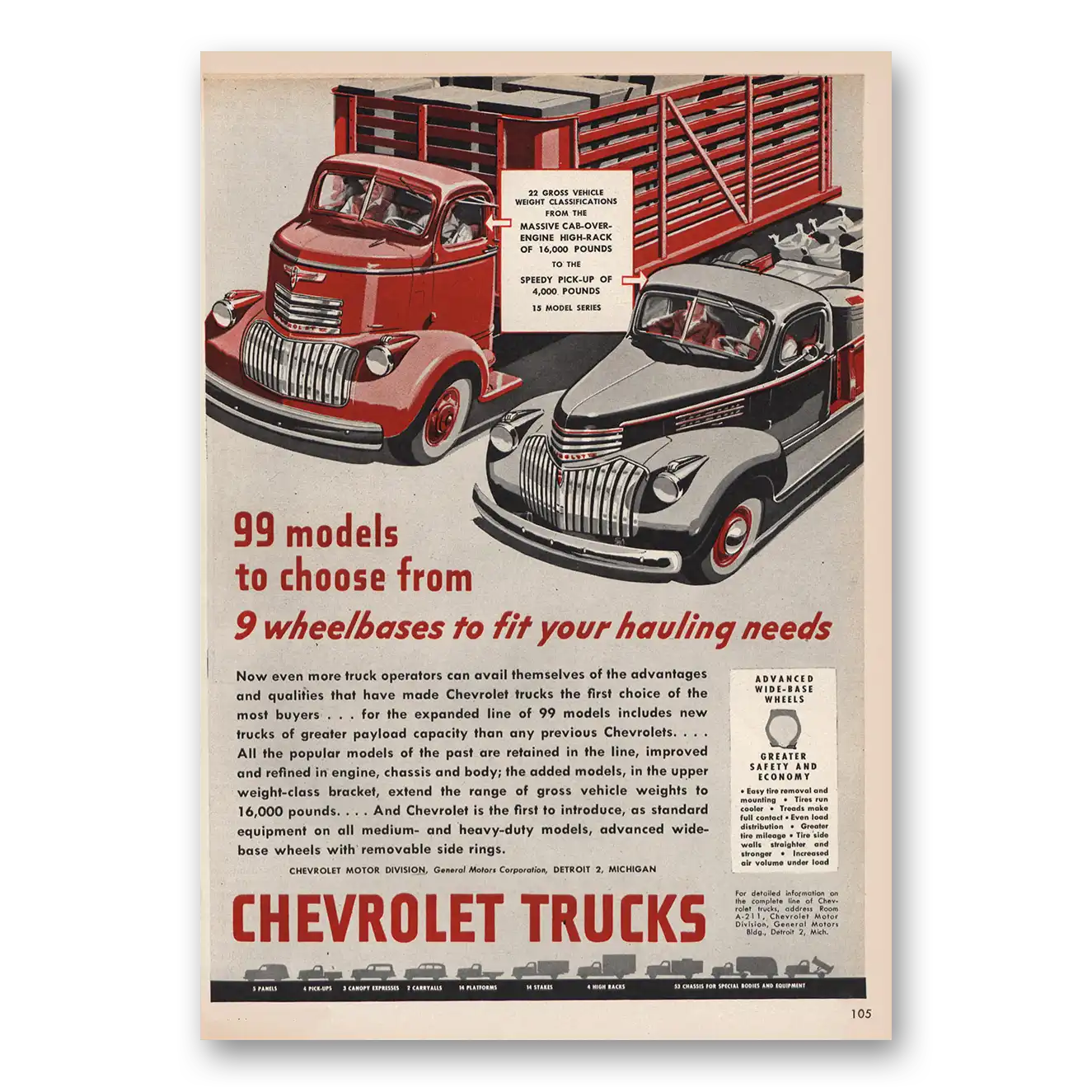 1946 Chevrolet Trucks Trucks 99 Models to Choose From Vintage Magazine Print Ad