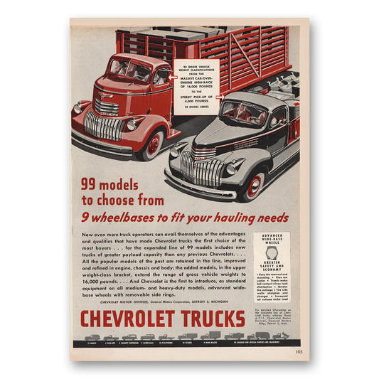 1946 Chevrolet Trucks Trucks 99 Models to Choose From Vintage Magazine Print Ad