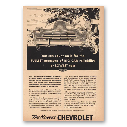 1947 Chevrolet You Can Count On It Vintage Magazine Print Ad