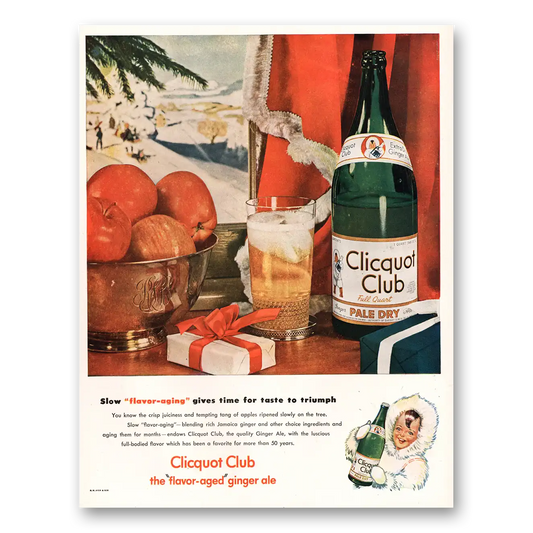 1947 Clicquot Club Slow Flavor Aging Vintage Magazine Print Ad