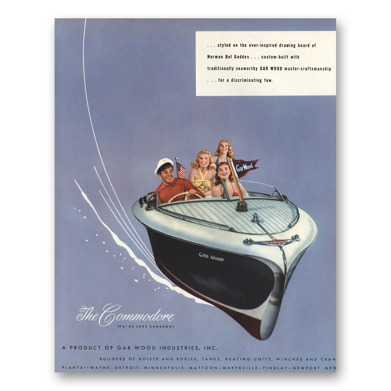 1947 Commodore Boat Styled Ever Inspired Drawing Board Vintage Magazine Print Ad